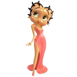 Statue en résine Betty Boop en robe de soirée longue lilas 37 cm