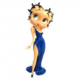 Statue en résine Betty Boop en robe de soirée longue bleu 37 cm