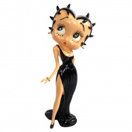 Statue en résine Betty Boop en robe de soirée longue noire 37 cm