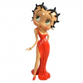 Statue en résine Betty Boop en robe de soirée longue rouge 37 cm