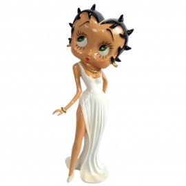 Statue en résine Betty Boop en robe de soirée longue blanche 37 cm