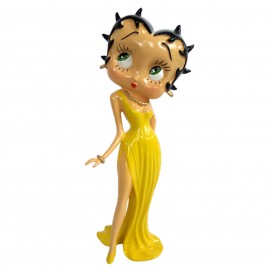 Statue en résine Betty Boop en robe de soirée longue jaune 37 cm