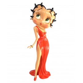 Statue en résine Betty Boop en robe de soirée longue orange 37 cm
