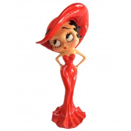 Statue en résine Betty Boop robe et chapeau rouge 30 cm