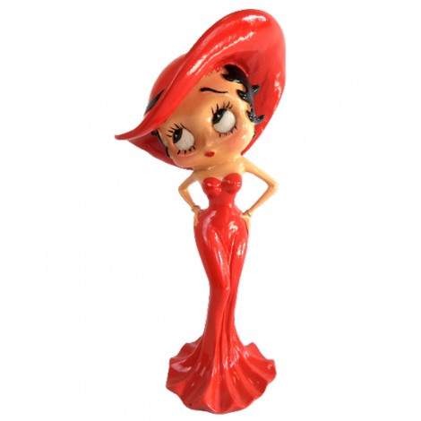 Statue en résine Betty Boop robe et chapeau rouge 30 cm