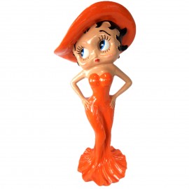 Statue en résine Betty Boop au chapeau orange 95 cm