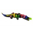 Statue crocodile multicolore fond noir trash - 110 cm