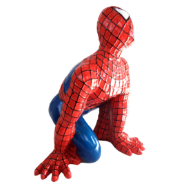 Statue en résine spider-man rouge accroupi 35 cm