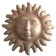 Soleil mural en terre cuite doré antique - 30 cm