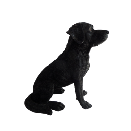 Statue CHIEN labrador ASSIS robe noir- 34 cm