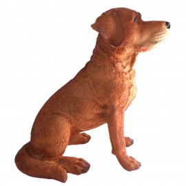 Statue CHIEN labrador ASSIS robe rouille - 34 cm