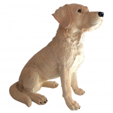 Statue CHIEN labrador ASSIS robe beige - 34 cm