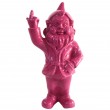 Statue en résine NAIN de jardin doigt d'honneur fuchsia - 15 cm