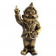 Statue en résine NAIN de jardin doigt d'honneur dorée antique - 15 cm