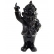 Statue en résine NAIN de jardin doigt d'honneur noir - 15 cm