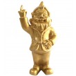 Statue en résine NAIN de jardin doigt d'honneur dorée - 15 cm