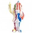 Statue en résine NAIN de jardin doigt d'honneur multicolore fond blanc - 15 cm