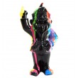 Statue en résine NAIN de jardin doigt d'honneur multicolore fond noir- 15 cm
