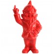 Statue en résine NAIN de jardin doigt d'honneur rouge - 15 cm