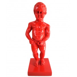 Statue en résine rouge le célèbre Manneken-Pis 35 cm