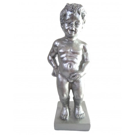 Statue en résine argentée le célèbre Manneken-Pis 15 cm