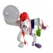 Statue en résine Donkey Kong gorille singe multicolore fond blanc avec tonneau 34 cm