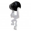 Statue gorille résine blanc avec tonneau - 21 cm