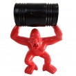 Statue en résine gorille rouge avec tonneau - 21 cm