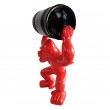Statue en résine gorille rouge avec tonneau - 21 cm