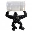 Statue gorille résine noir avec tonneau - 21 cm