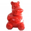 Statue en résine hippopotame assis rouge - 24 cm