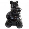 Statue en résine hippopotame assis noir - 24 cm