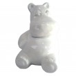 Statue en résine hippopotame assis blanc - 24 cm
