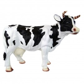 Statue en résine vache noire et blanche - 60 cm