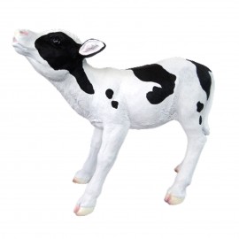 Statue en résine veau vache noir et blanc - 47 cm