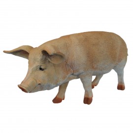 Statue en résine cochon couleur naturelle - 80 cm