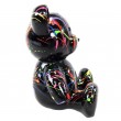 Statue Ours multicolore en résine fond noir splash - 15 cm