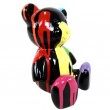 Statue Ours multicolore en résine fond noir trash - 15 cm