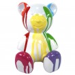 Statue Ours multicolore en résine fond blanc splash - 15 cm