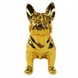 Statue chien bouledogue Français assis doré chromé en résine 18 cm