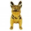 Statue chien bouledogue Français assis doré chromé en résine 18 cm - 1