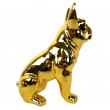 Statue chien bouledogue Français assis doré chromé en résine 18 cm