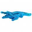 Statue crocodile bleu chromé en résine 27 cm