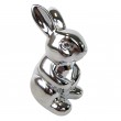 Statue lapin en résine argent chromé 14 cm