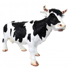 Statue en résine vache noire et blanche - 75 cm