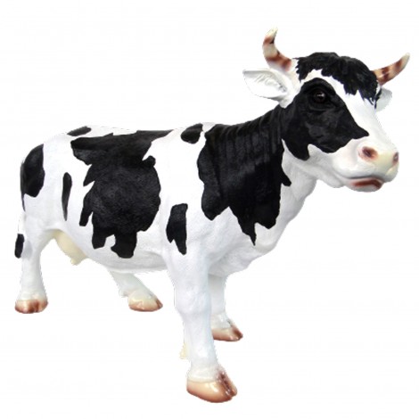 Statue en résine vache noire et blanche - 80 cm