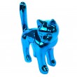 Statue en résine chat bleu chromé - 17 cm