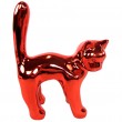 Statue chat en résine rouge chromé 17 cm