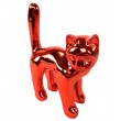 Statue chat en résine rouge chromé 17 cm