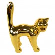 Statue chat en résine doré chromé 17 cm